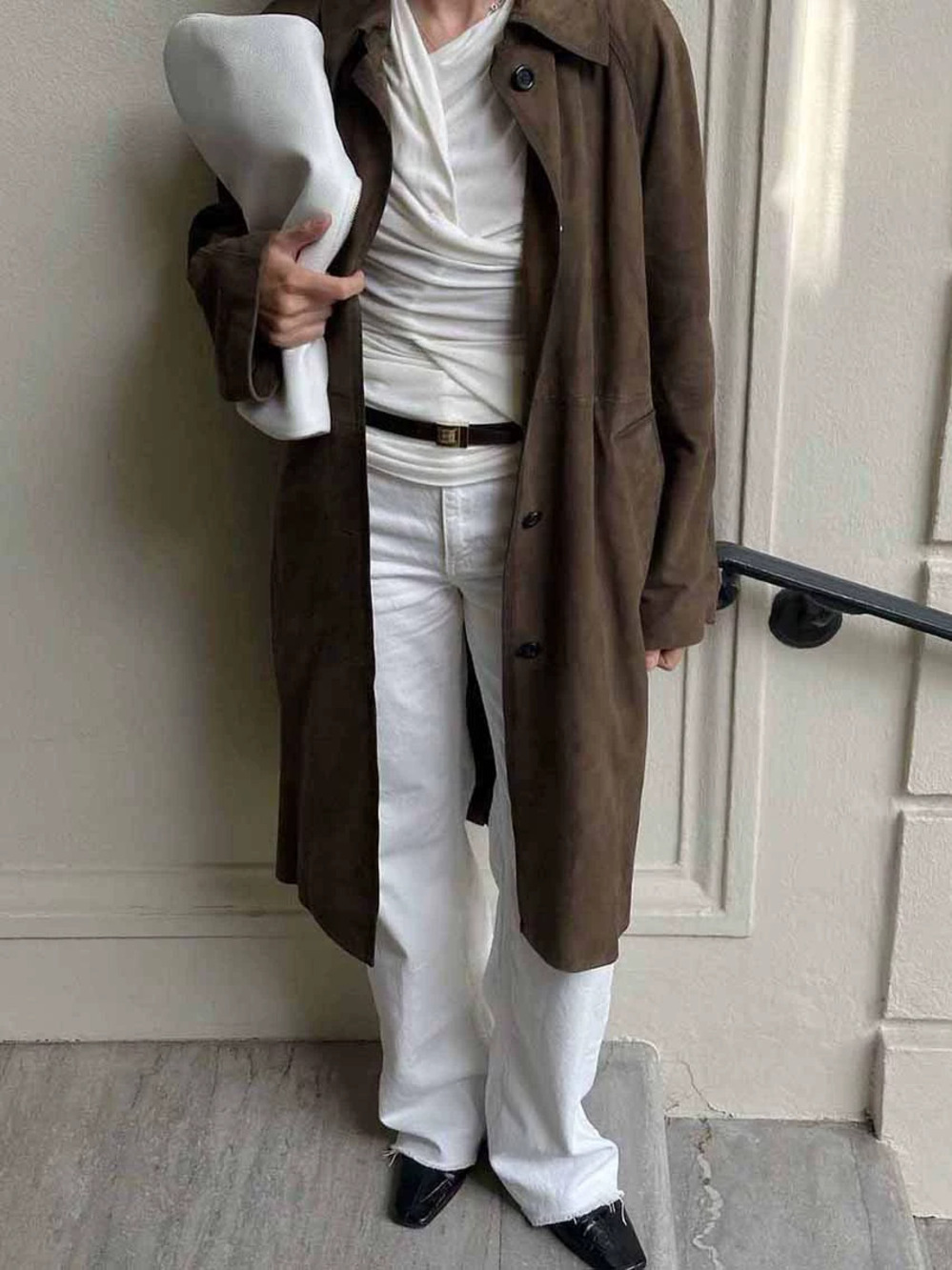 ZARA Retro Brown Suede Long Trench Coat Premium Loose Fall Winter Commuter